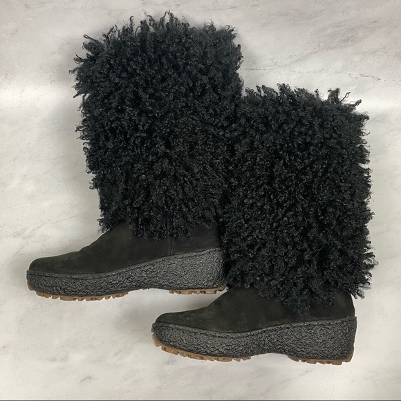 OSCAR Sport Vera Gomma Made In Italy Curly‎ Hair Fuzzy Snow Winter Boots 36 NWOT - Picture 3 of 9